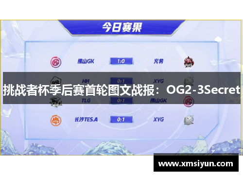 挑战者杯季后赛首轮图文战报：OG2-3Secret